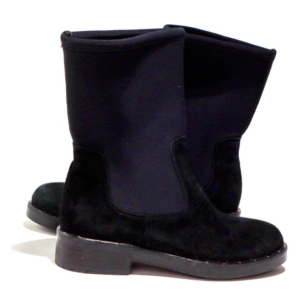 NWOT Stefano Gamba Black Suede Neoprene Sz 6 / 36 Midi-Boot Studded Sole